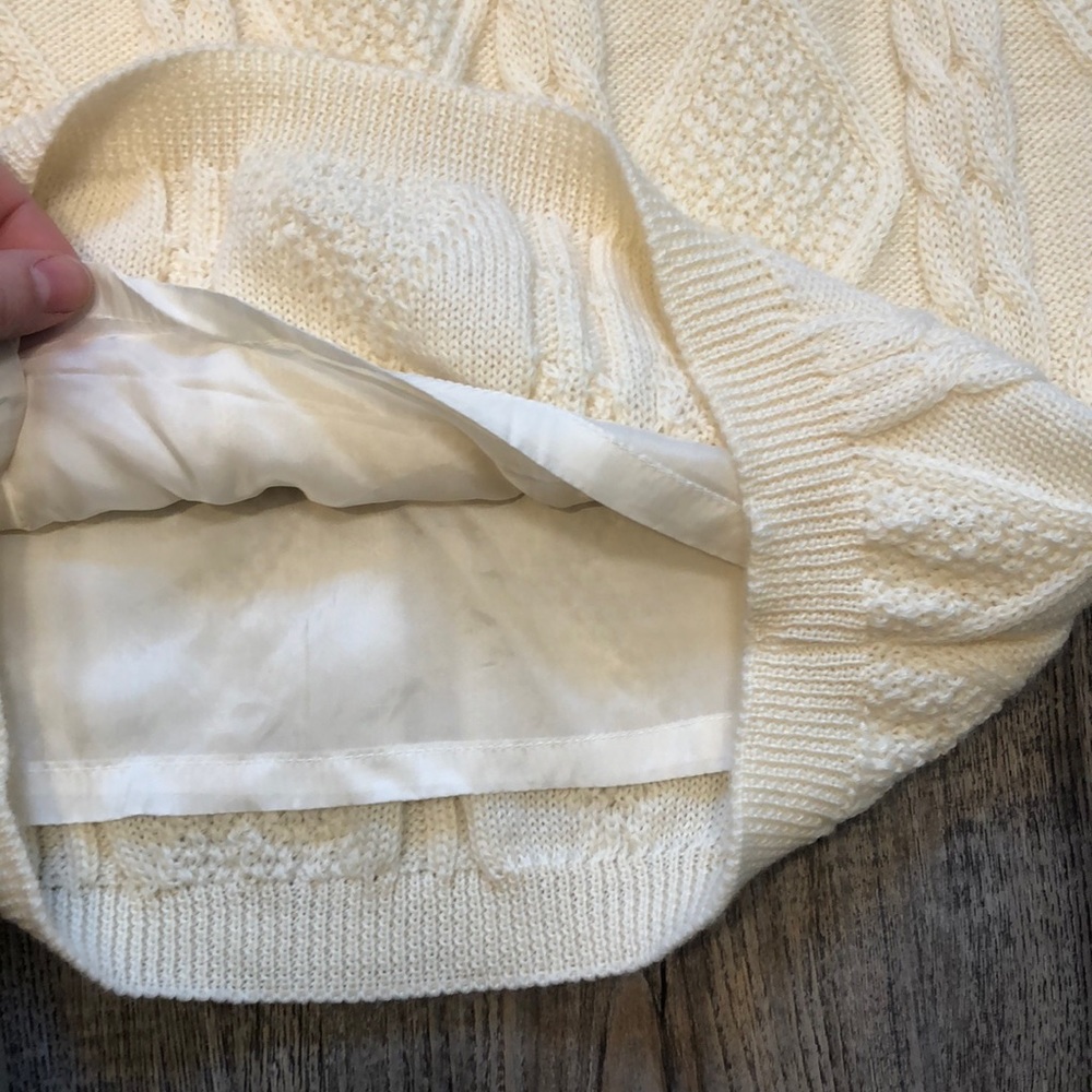 Miss Chloe Cream Cable Knit Lined Skirt - Picture 7 of 8